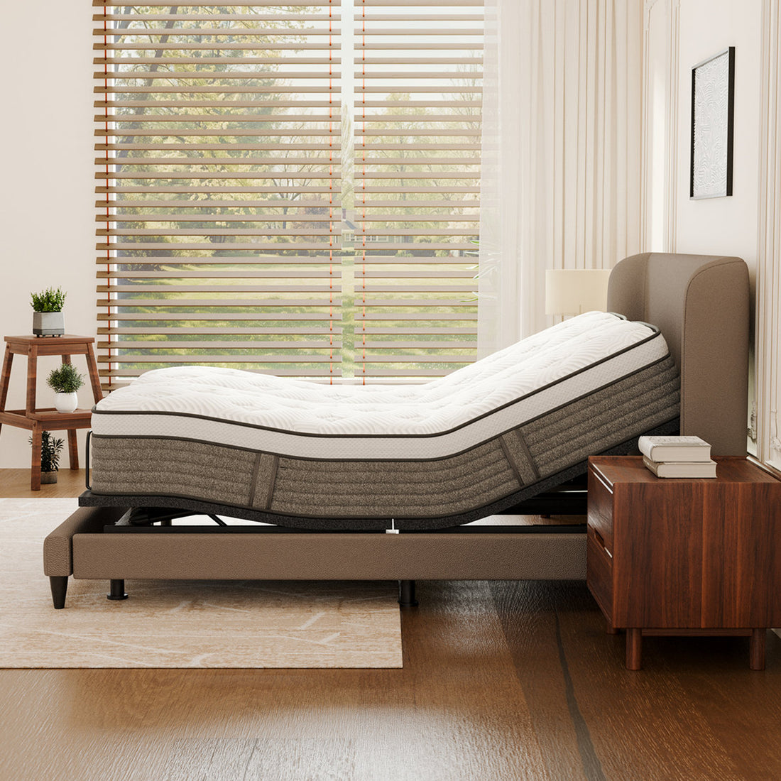 Olyphant Split King Adjustable Bed With 12”dual Foam Hybrid Mattress-zero Gravity, Massage And Wireless Remote, Underbed Light