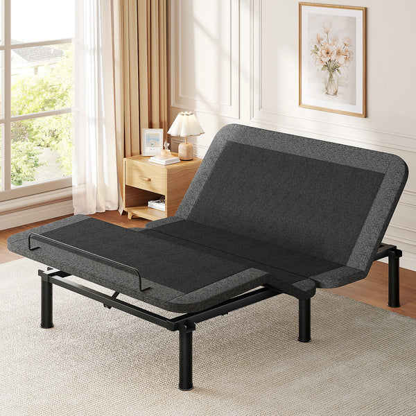 Queen Adjustable Bed Frame, Independent Head and Foot Incline, Quiet Motor, Wired Remote, 3 Height Options, Tool-Free Assembly, Electric Bed Base for Reading and Watching TV