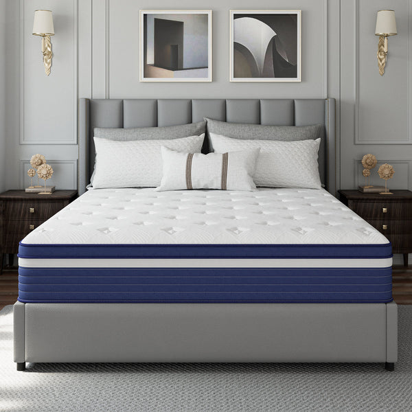 Rudgeway 12'' Medium Skin-friendly Cooling Memory Foam Hybrid Mattresses in a box with CertiPUR-US and Oeko TEX Certified