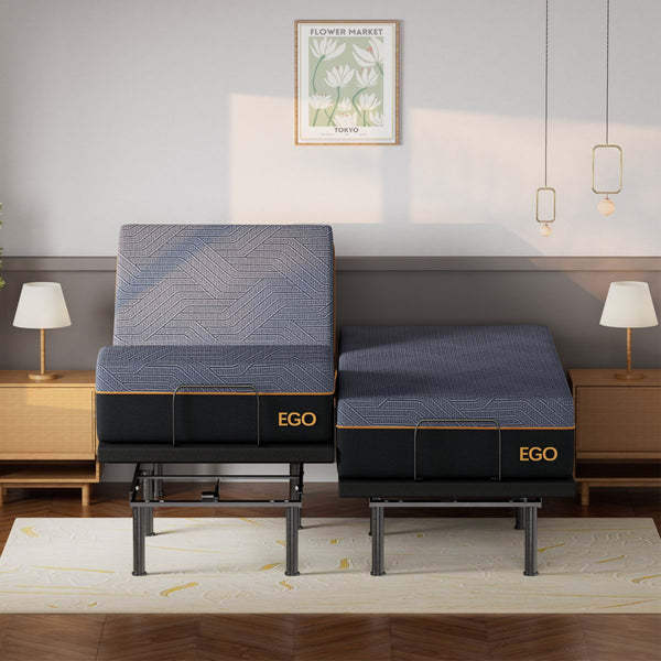 Split King Zero Gravity Adjustable Bed With 12" Medium Copper Infused Memory Foam Mattress, Wireless Remote