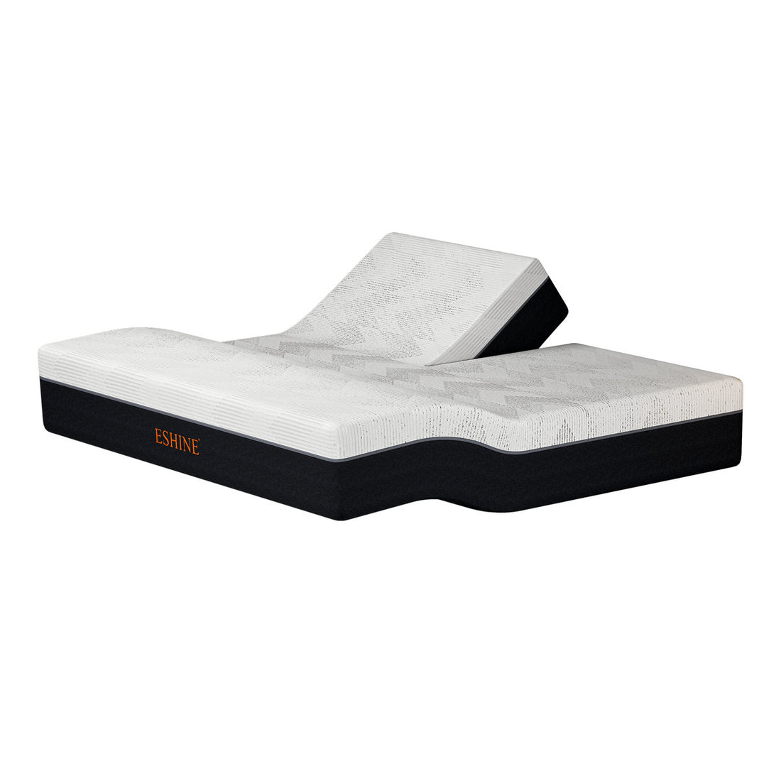 Split Top King Adjustable Bed Frame With 12'' Medium Plush Memory Foam Mattress, USB & Type C Ports, Massaging, Wireless Remote, E3000 Sunset Orange
