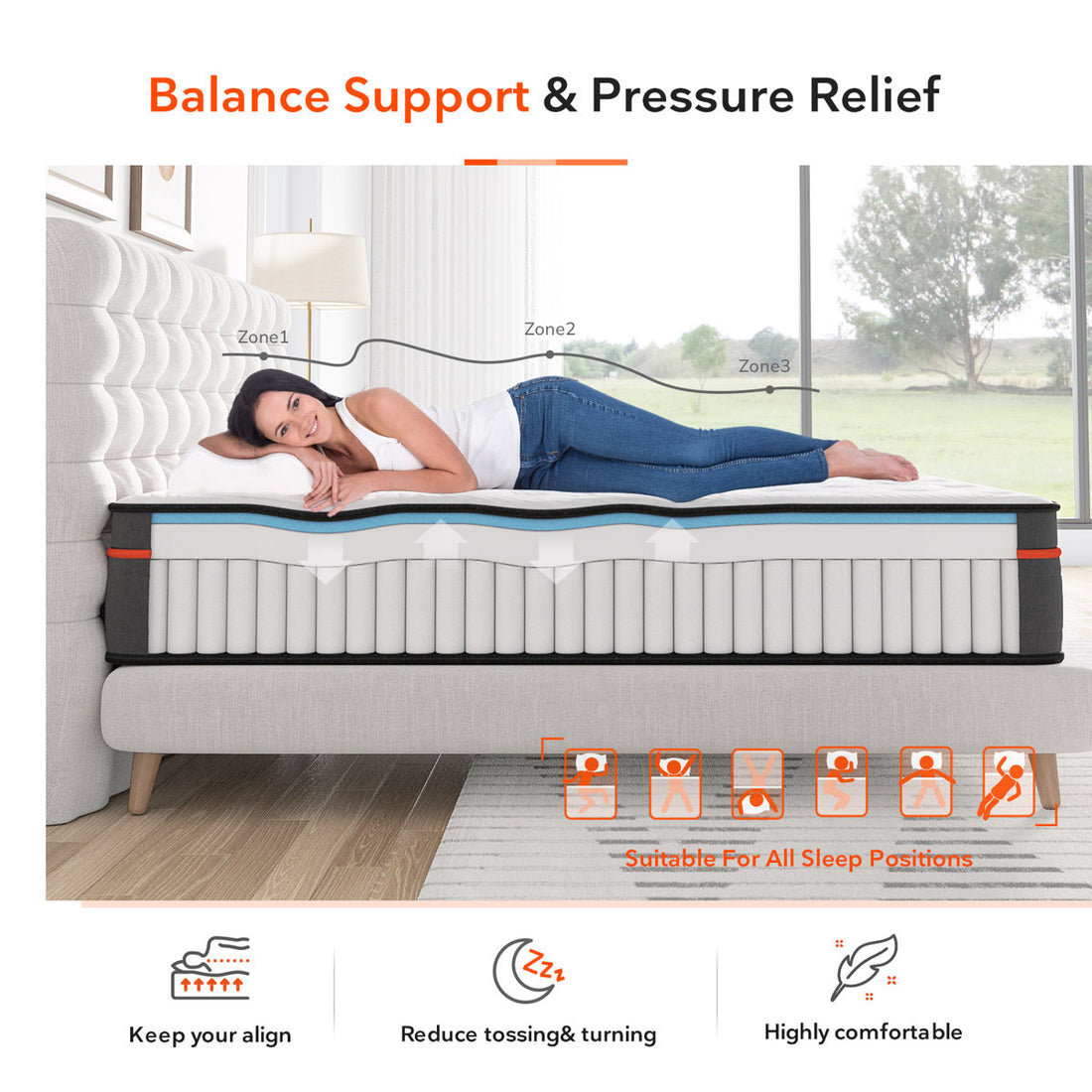 Sweetnight 14" Medium Hybrid Mattress