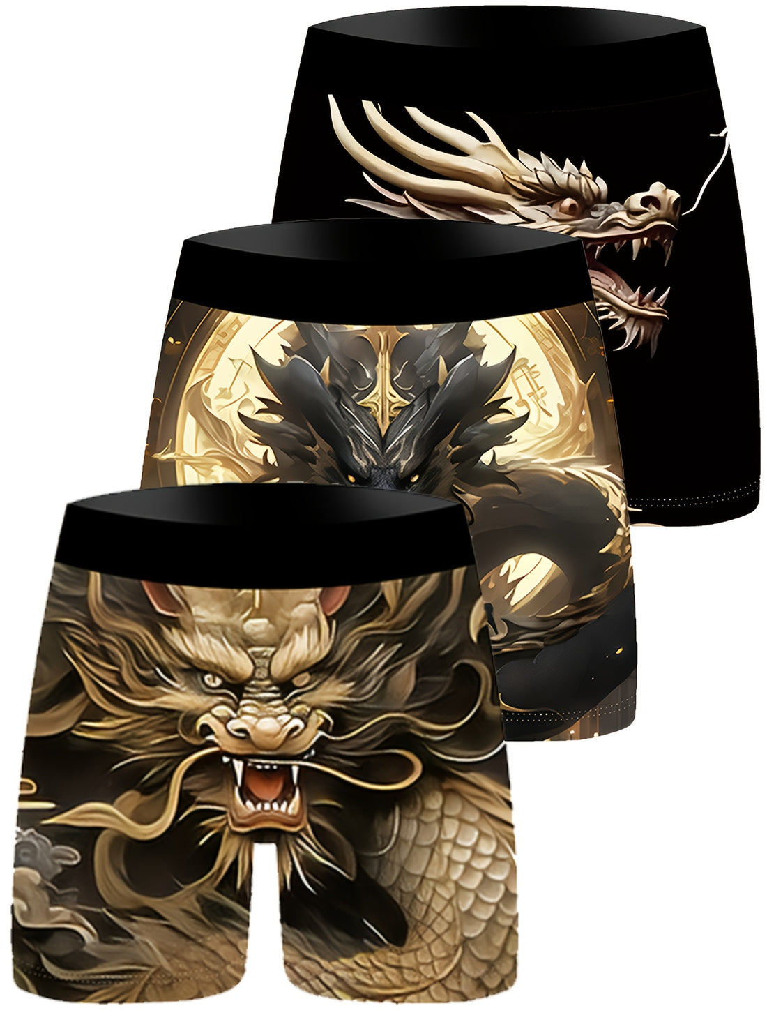 3pcs dragon cartoon mens underwear knitted