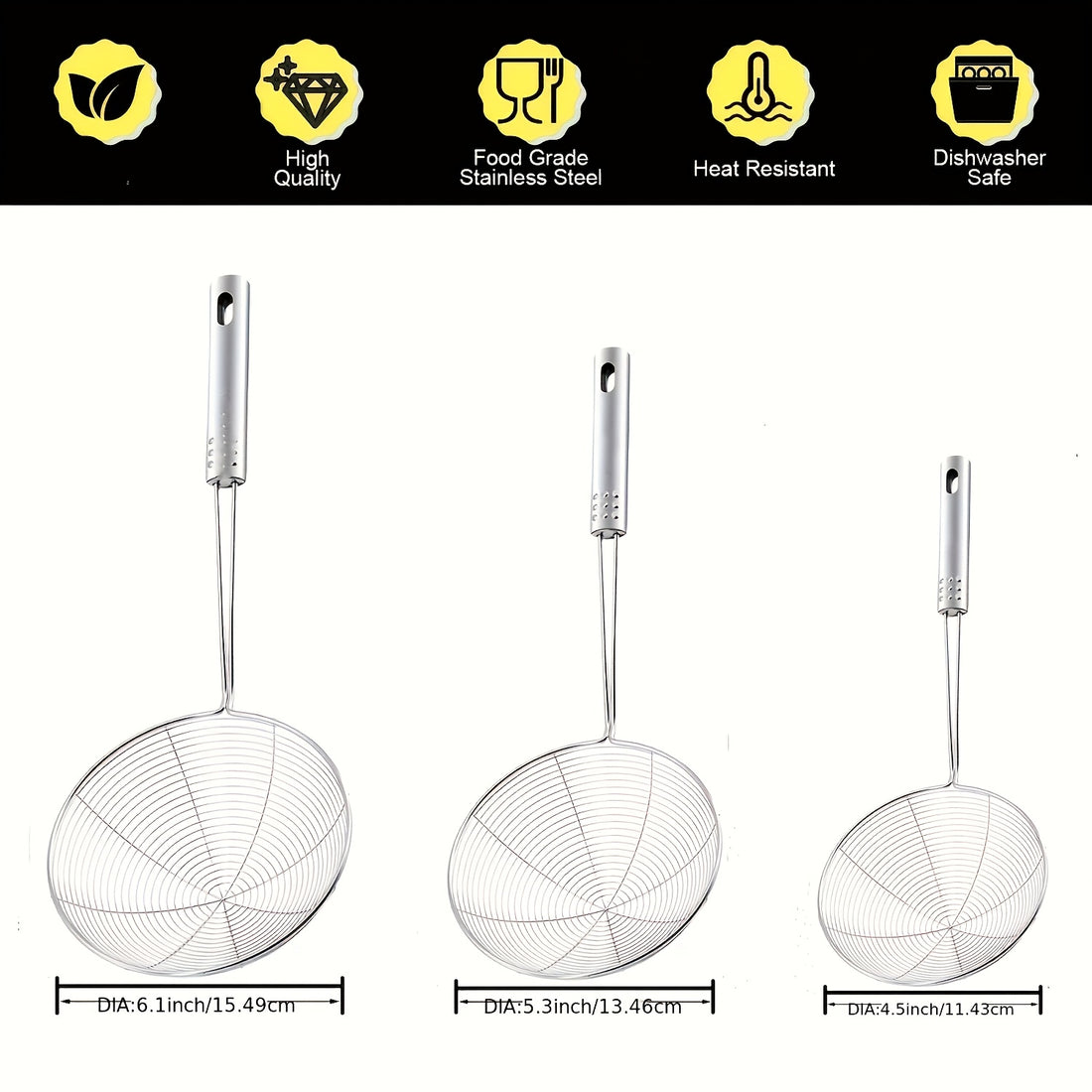1 stainless steel web design strainer spoon