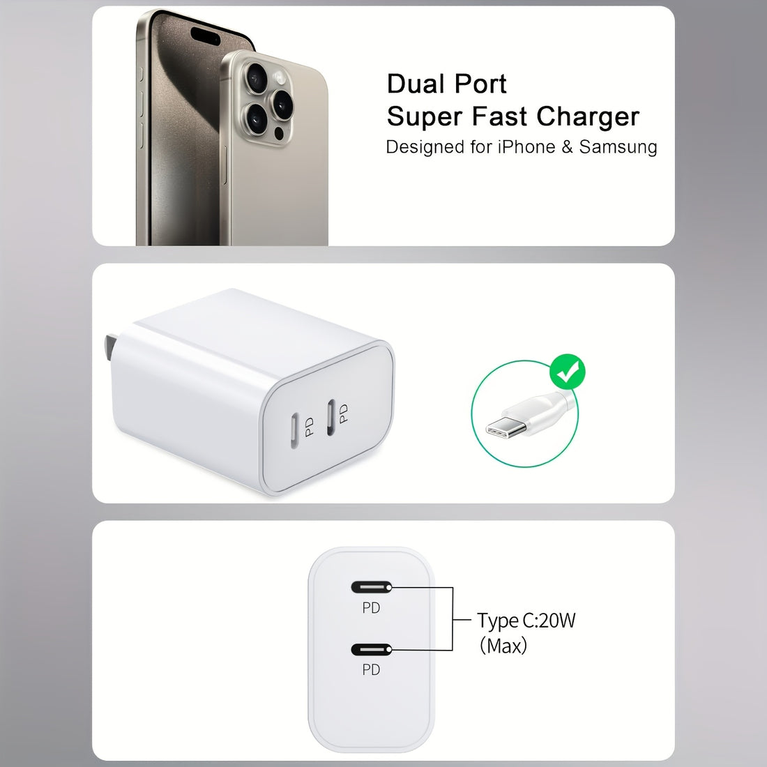 20w usb c fast charger wall adapter power