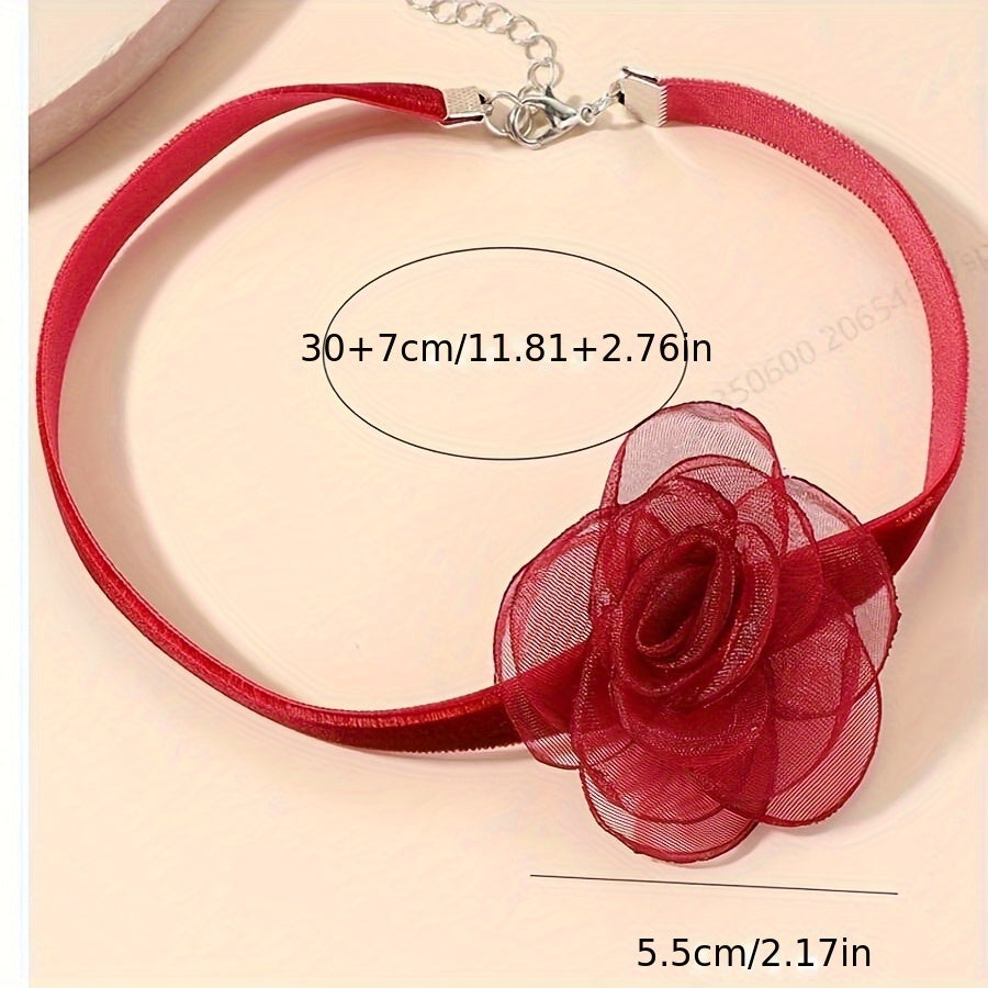 romantic large rose flower necklaces a wide