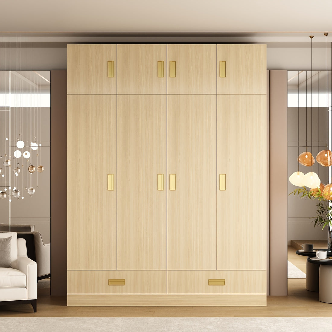 modern 4 door wardrobe closet 2 drawers cubic