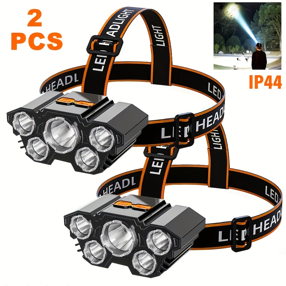 2pcs rechargeable headlamps 5 led headlamps