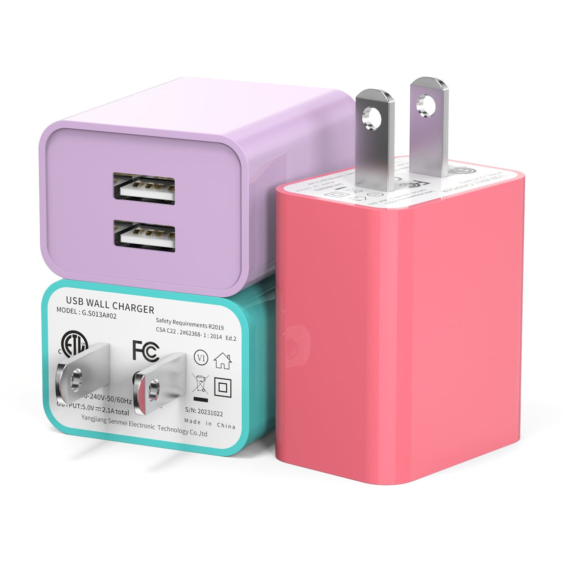 1 3 pack 4 pack 2 1a dual port usb charger block