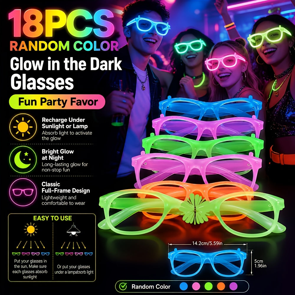random 16 in dark party glasses neon green purple