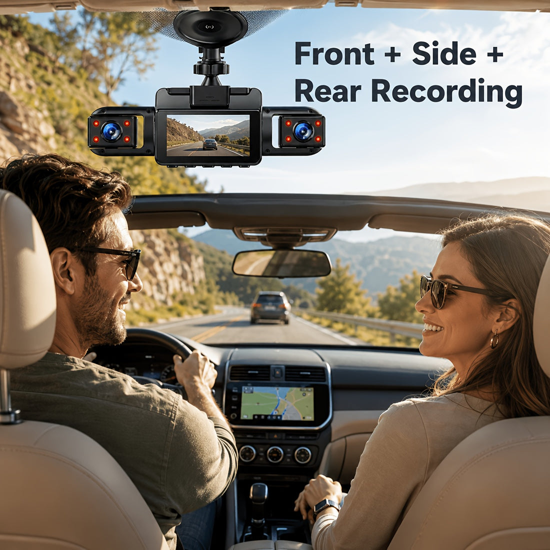 multi angle dash cam four lenses front rear 1080p