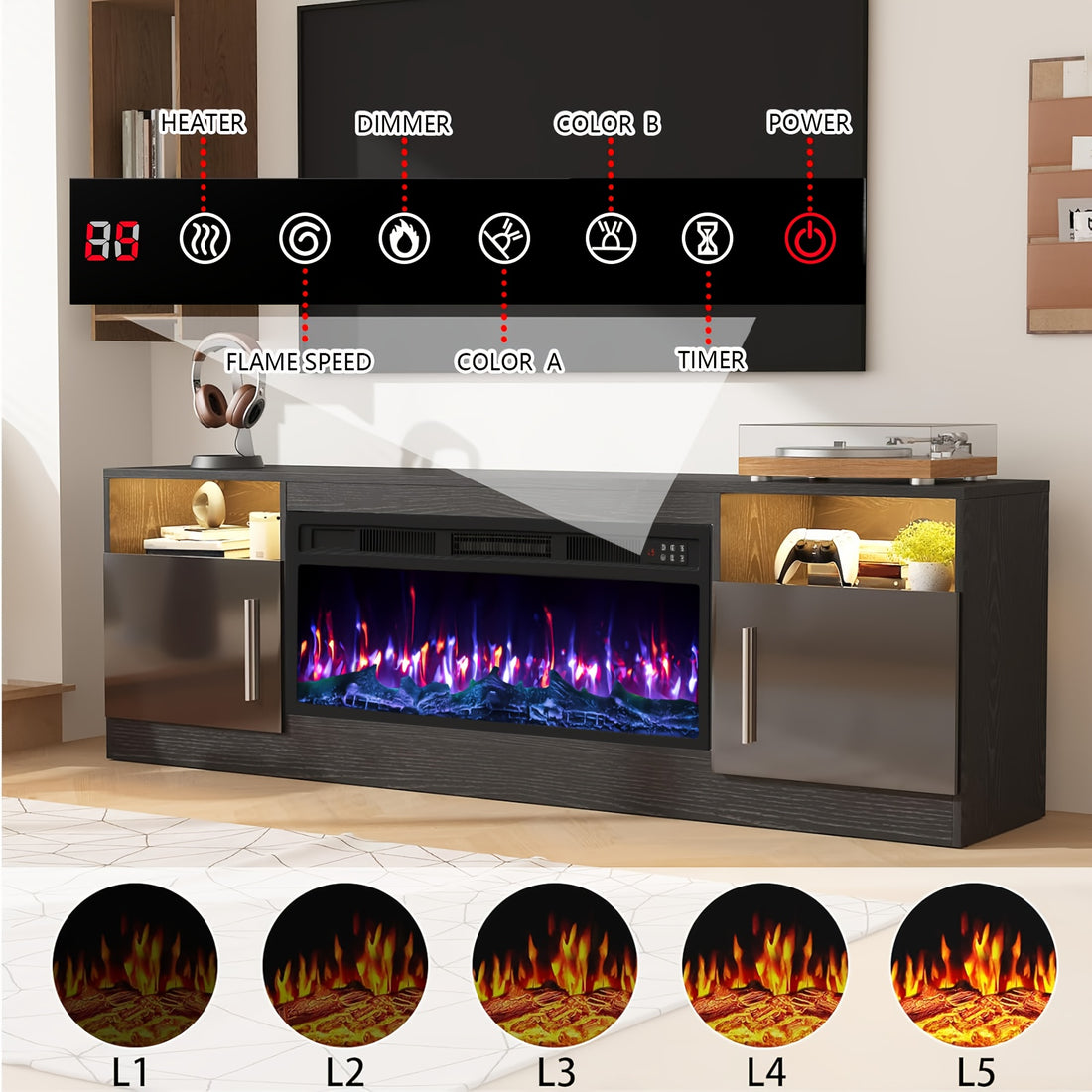 fireplace tv stand 36 fireplace 80 modern wood high