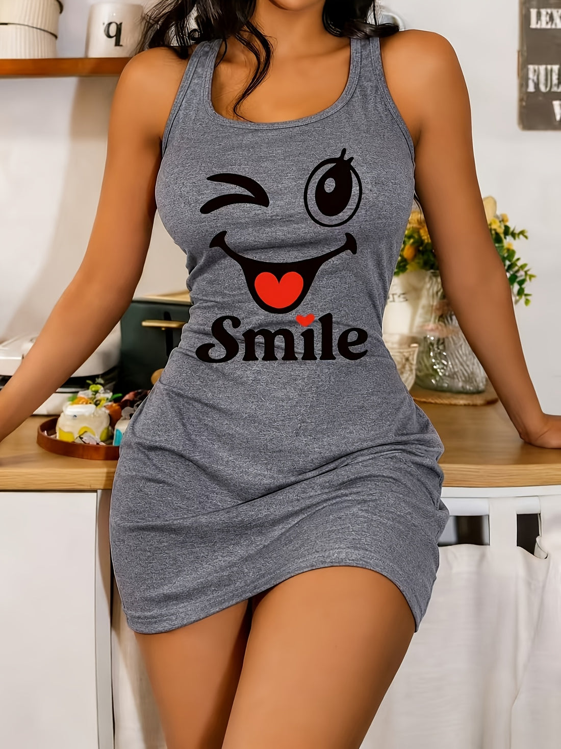 womens print nightdress sleeveless