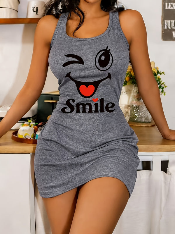 womens print nightdress sleeveless
