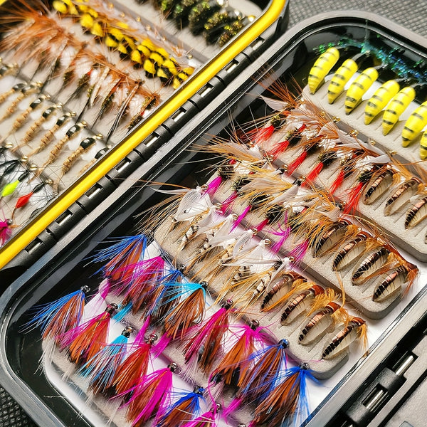 114pcs fly set plastic assortment nymph