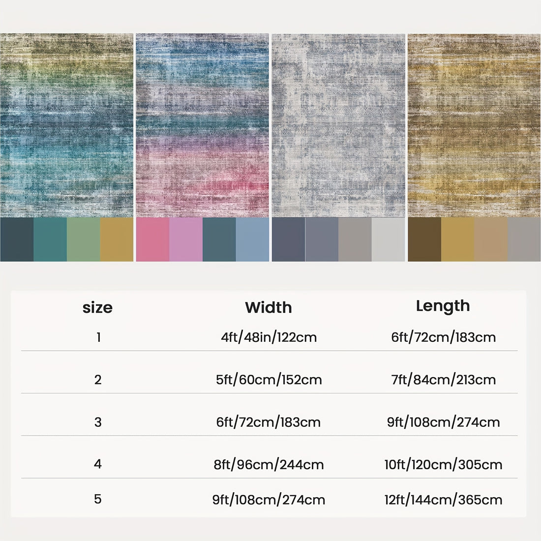 1pc washable area rug gradient teal non slip