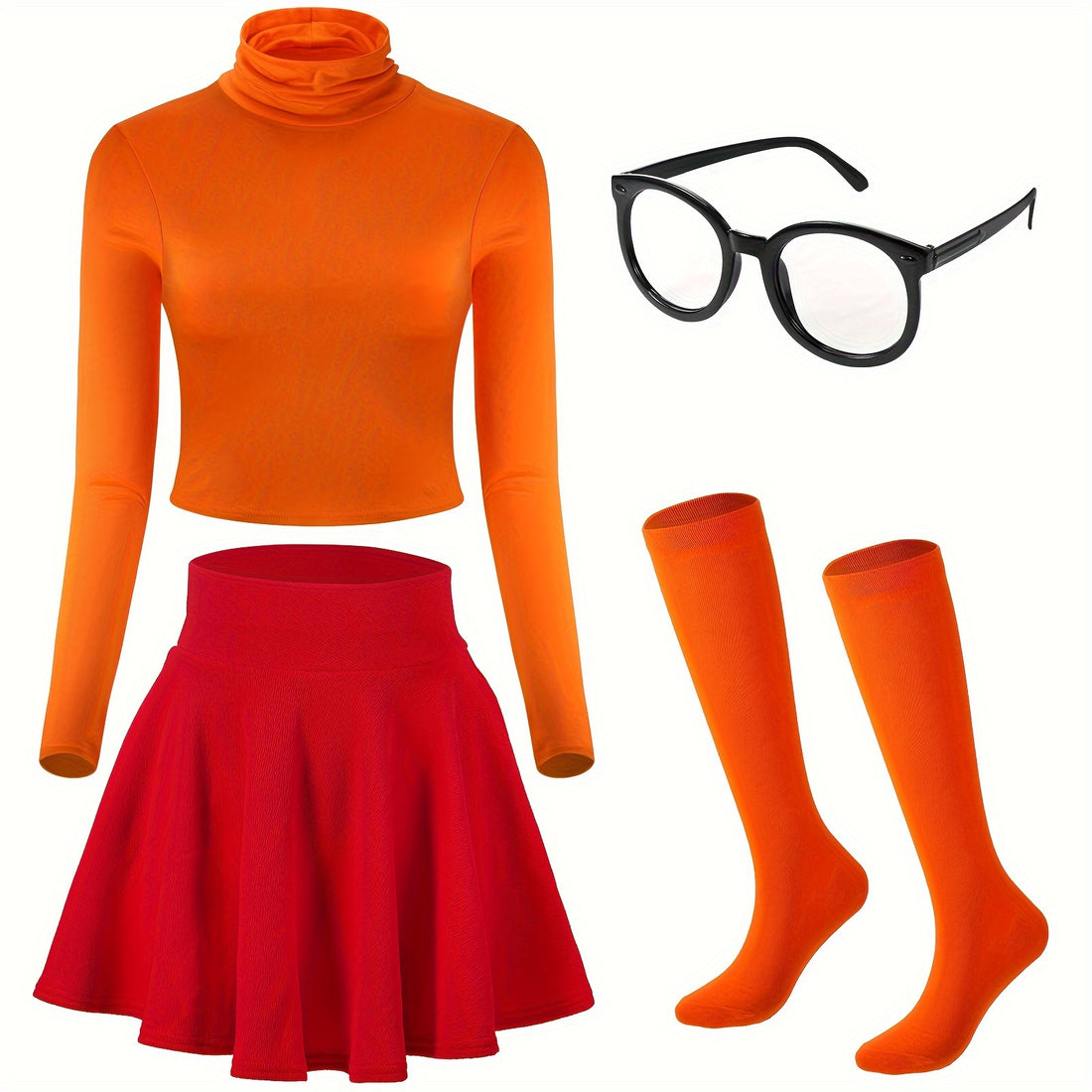 women complete retro costume turtleneck outfit