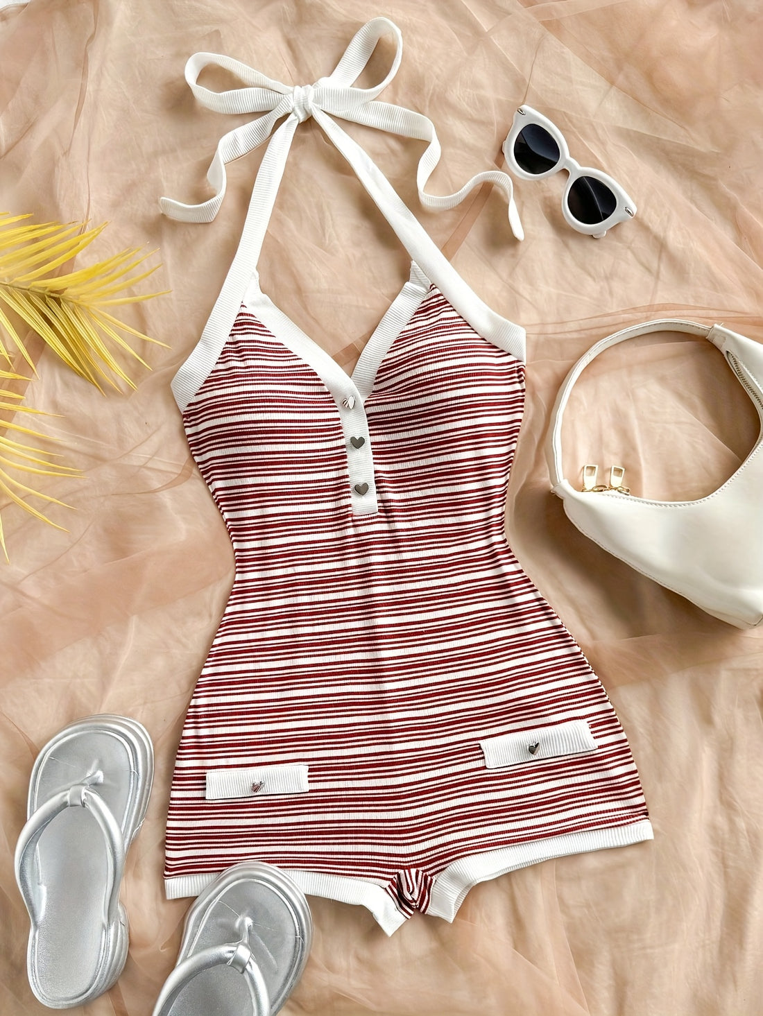 vintage red white striped contrast