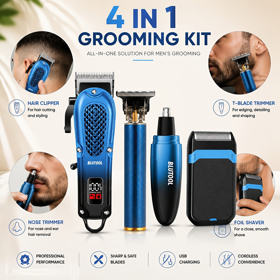 rechargeable electric grooming kit an lcd battery
