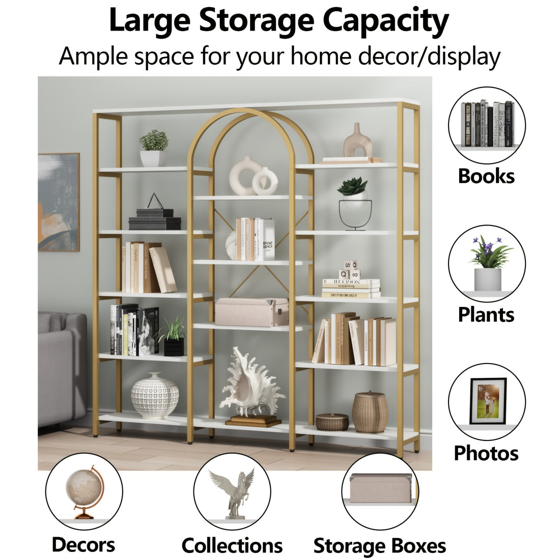 triple tier large open bookshelf tall storage display