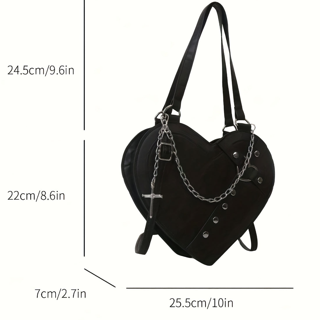 women gothic y2k punk shaped shoulder bag rivet