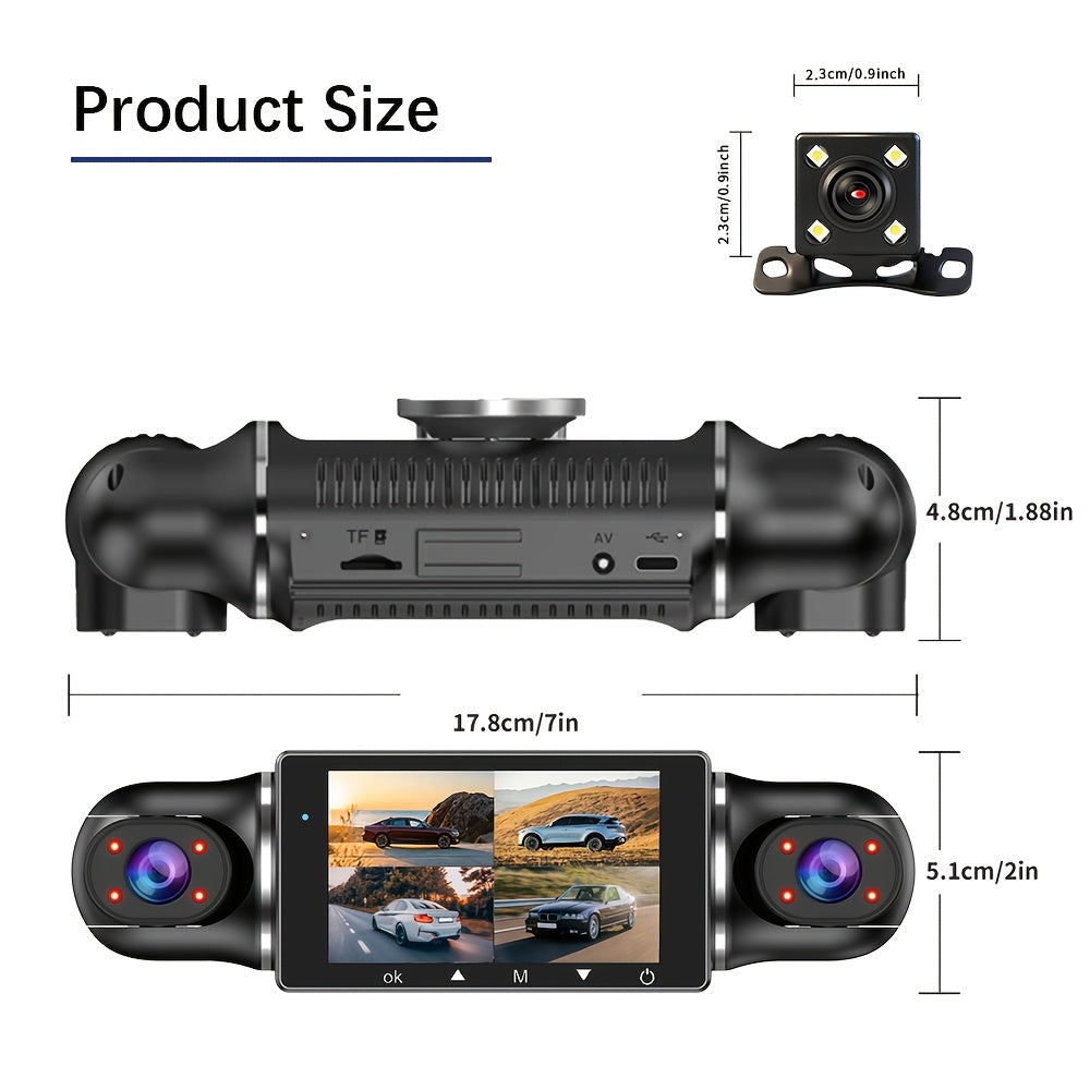 360 panoramic car dash cam fhd 1080p 4 0