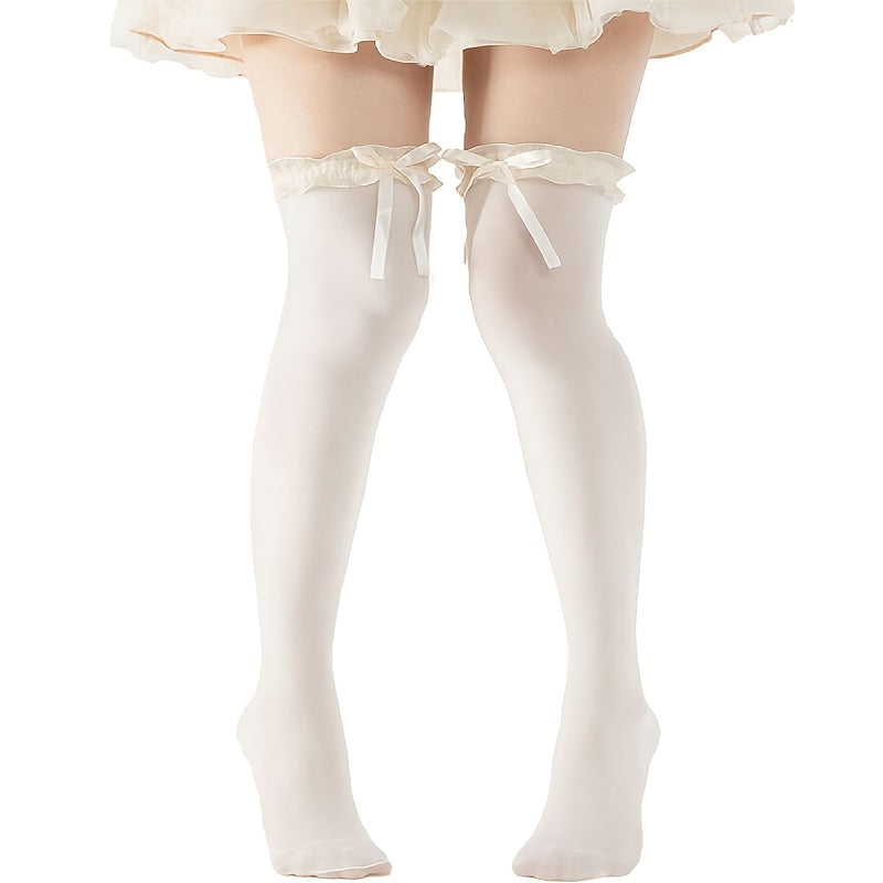 1 pair bow lace knee socks perfect retro y2k