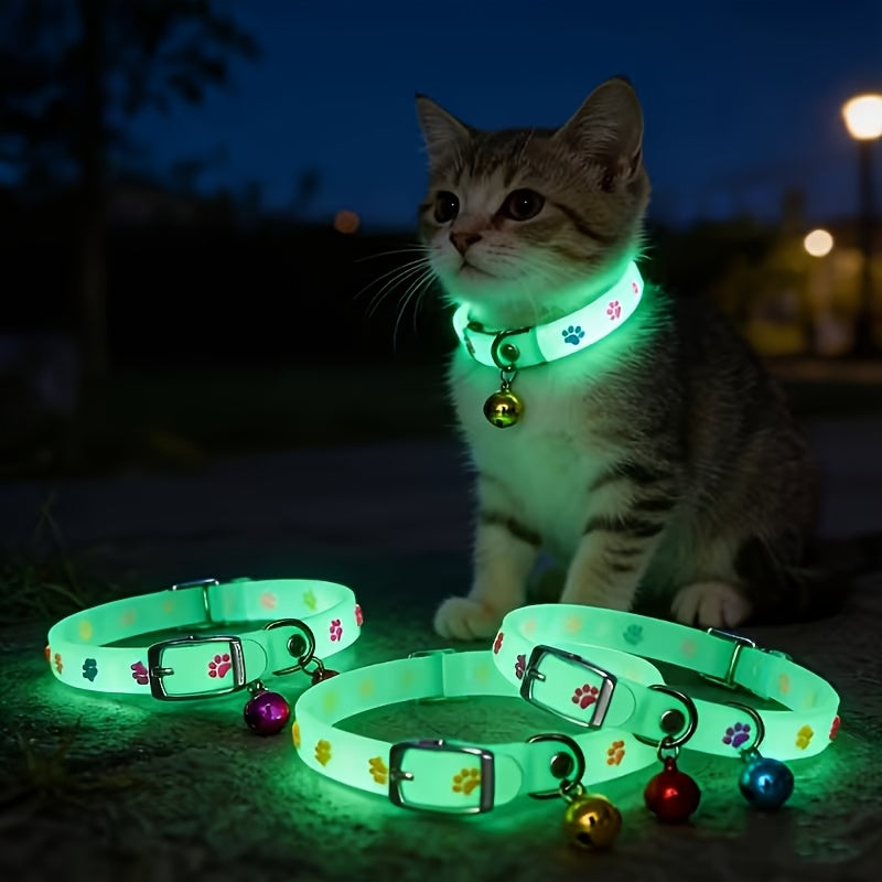 2pcs 1pc random color collar bell luminous night