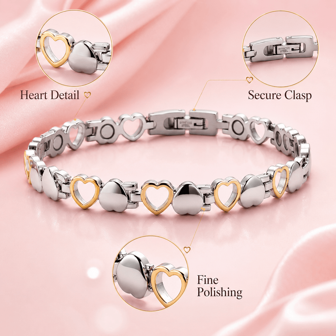pure copper bracelet women two tone silver golden