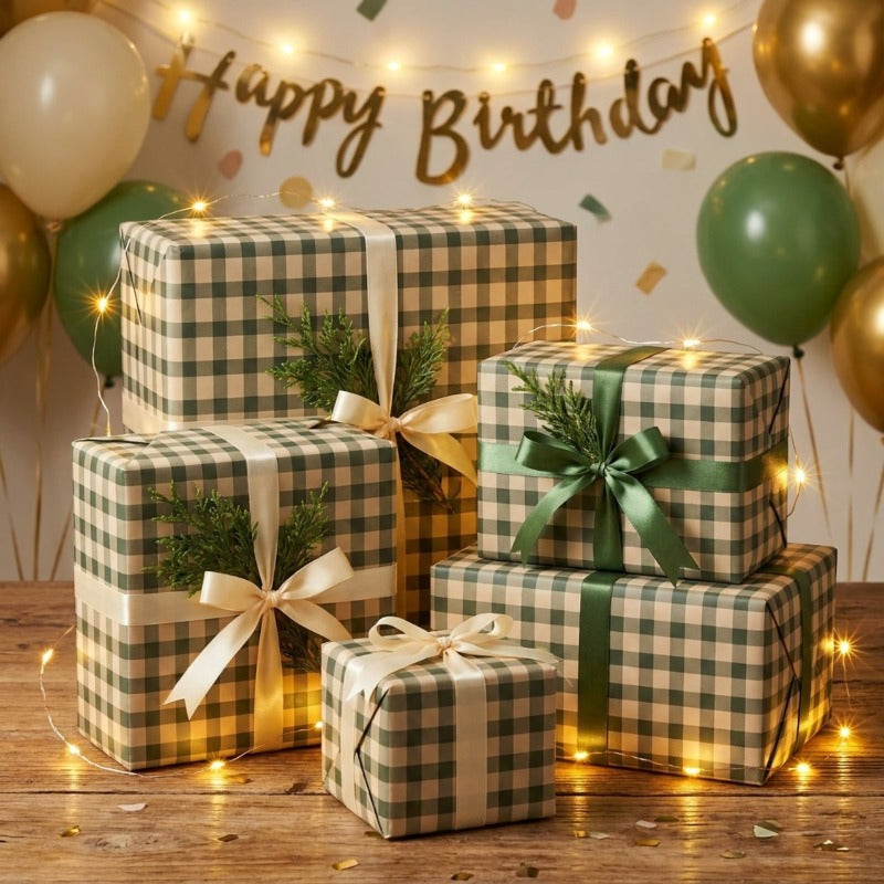 1 roll green wrapping paper roll rustic