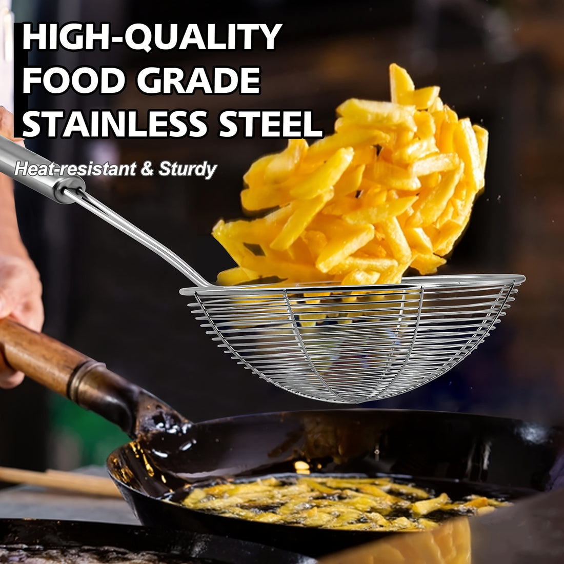 1 stainless steel web design strainer spoon
