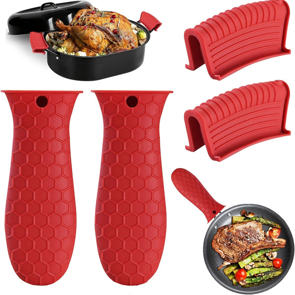 set 4 silicone heat resistant handle covers handle