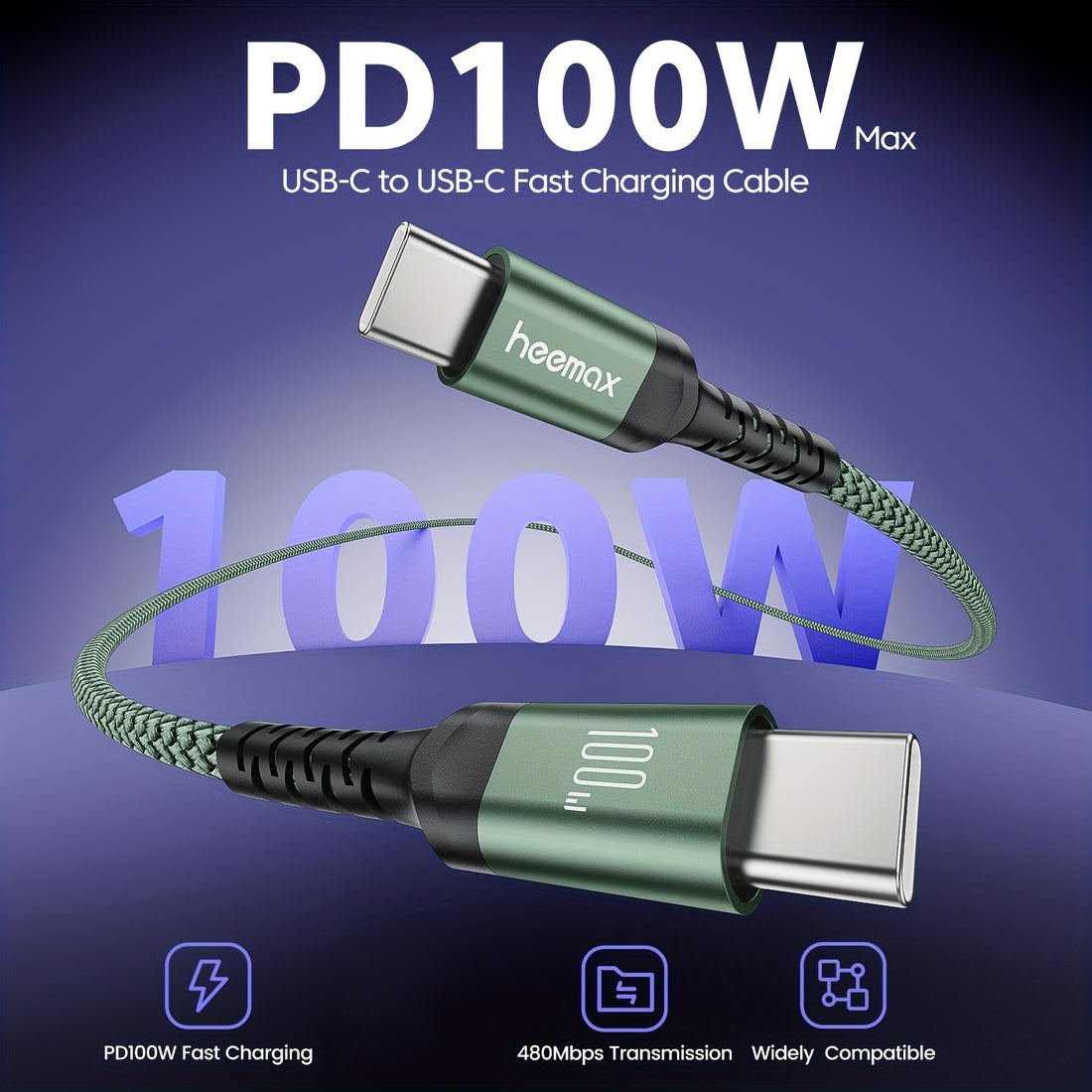 100w charging cable pd3 0 high speed type c