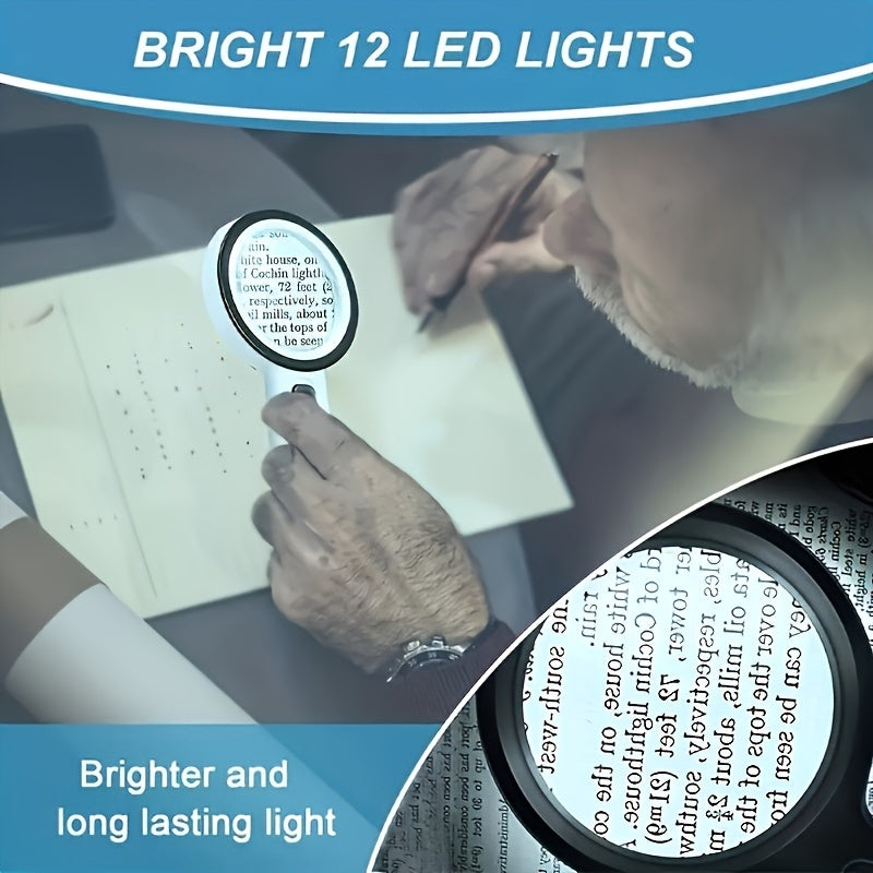 30 power handheld magnifying glass led light battery