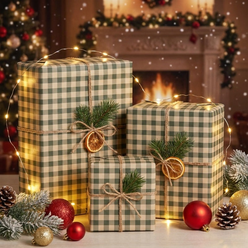 1 roll green wrapping paper roll rustic
