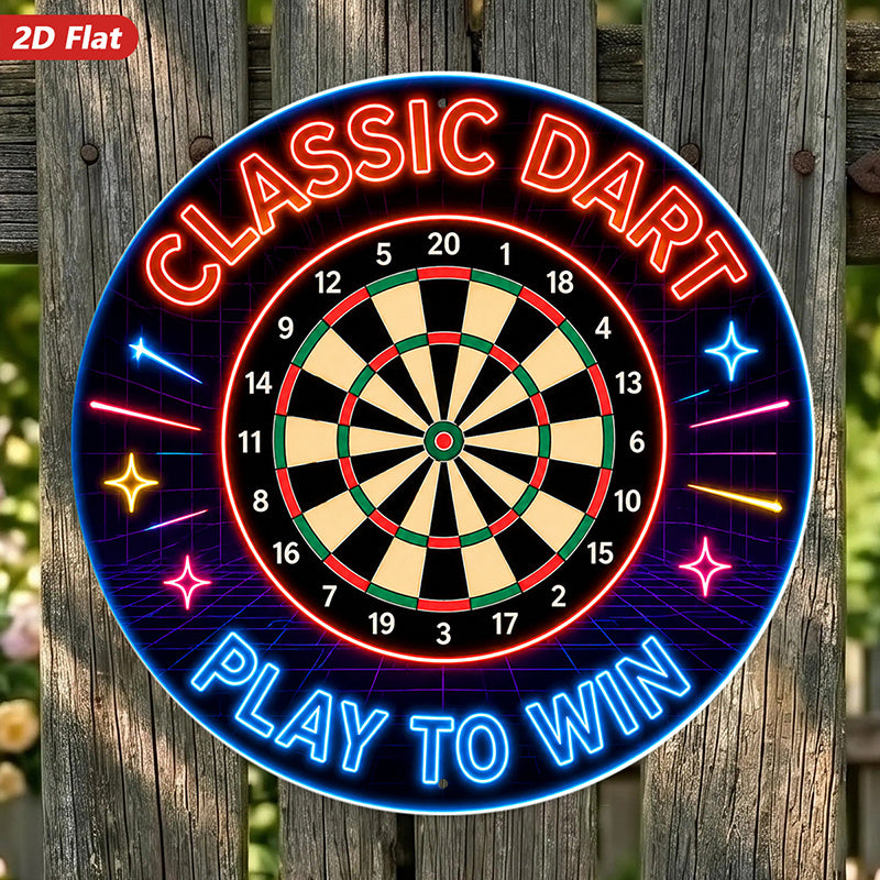 2d flat 1pc retro game wall sign round dartboard