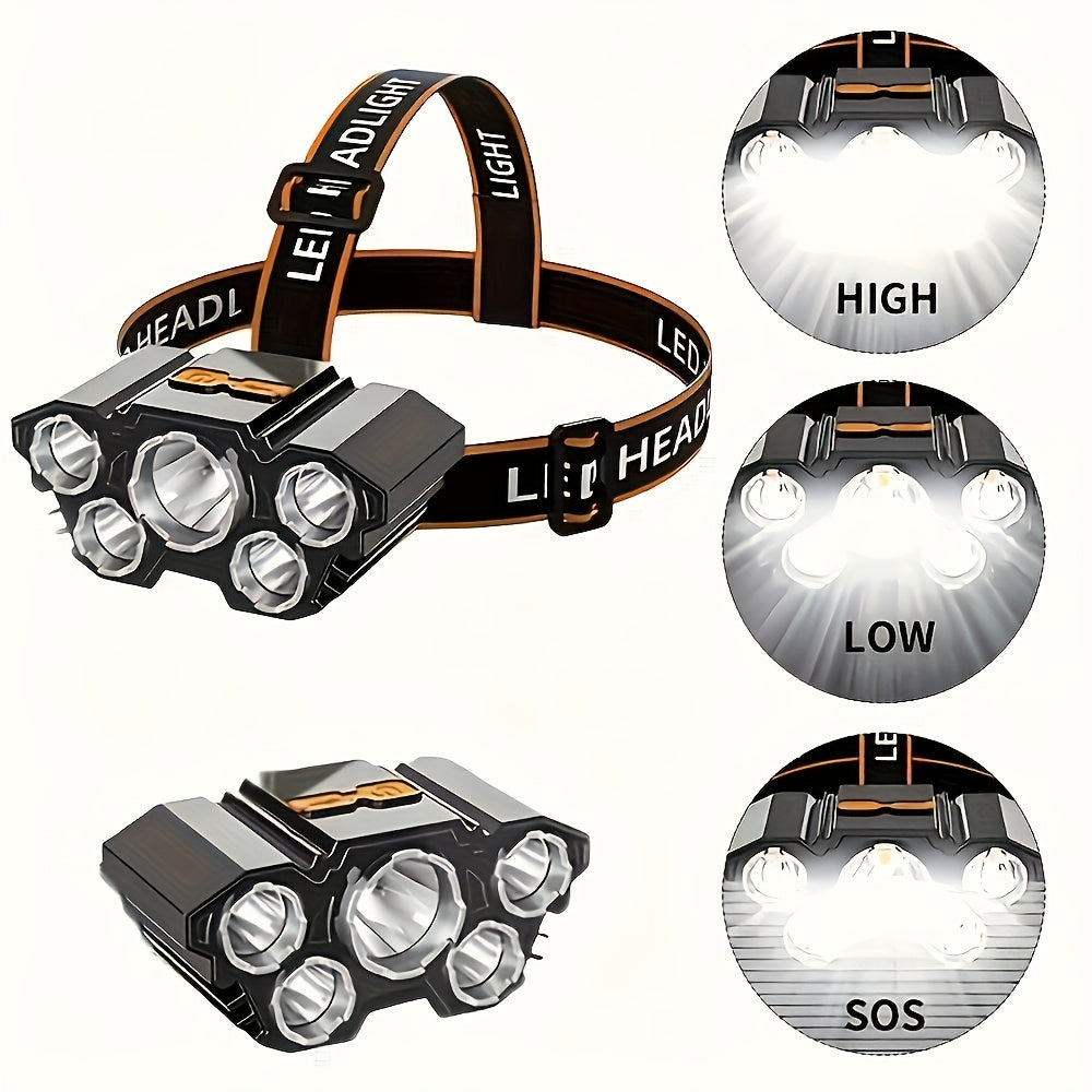 2pcs rechargeable headlamps 5 led headlamps
