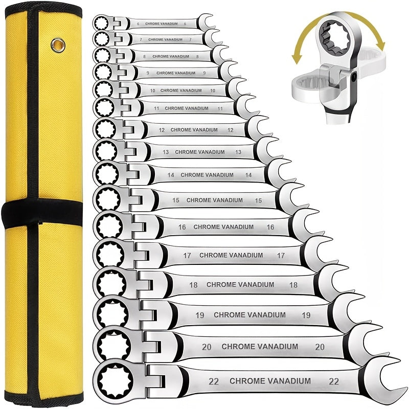 180 ratcheting wrench set 16pcs metric 6 22mm 72