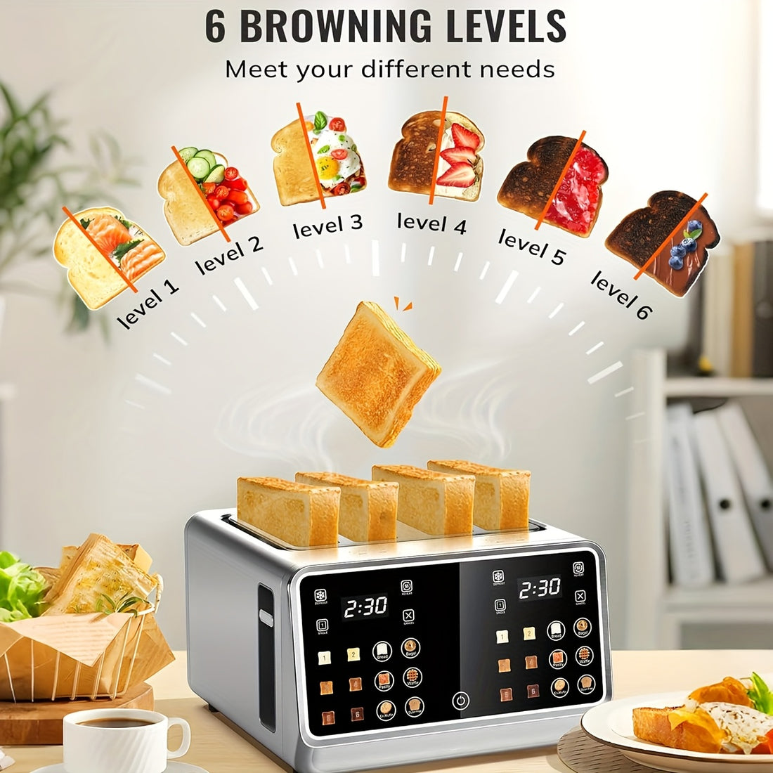 toaster 4 stainless steel digital smart toaster