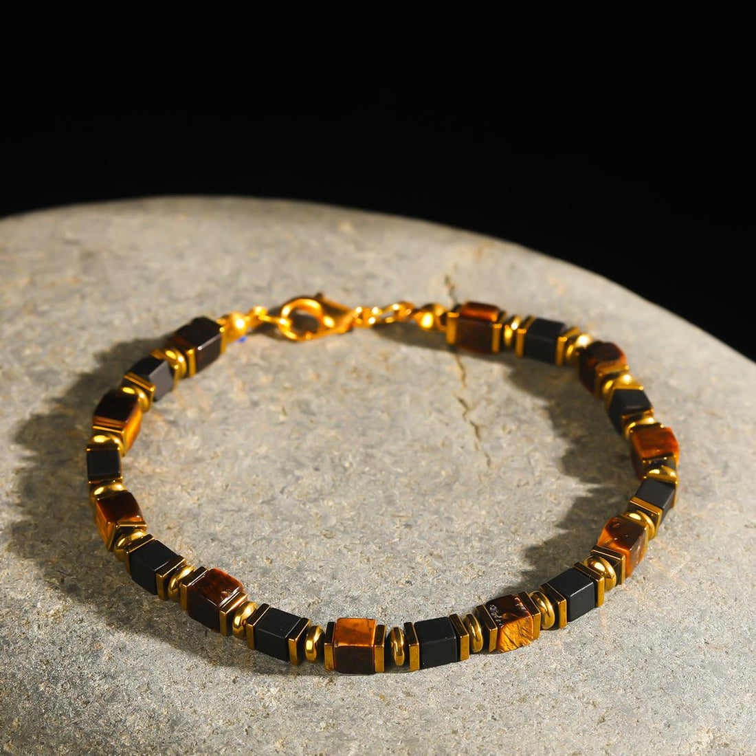 tiger eye obsidian wealth bracelet vintage square bead