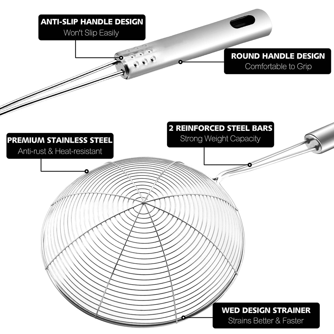 1 stainless steel web design strainer spoon