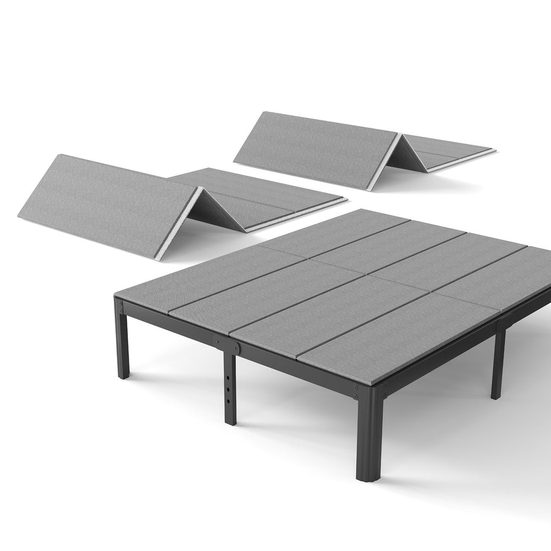 0.3" Split Bunkie Board, Foldable Bed Panels, Low Profile Mattress Bed Support / Slats with Cover