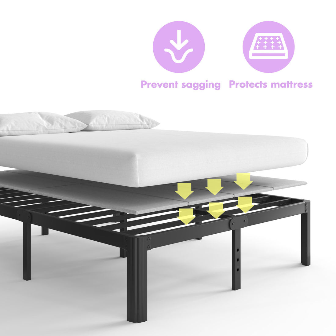 0.3" Split Bunkie Board, Foldable Bed Panels, Low Profile Mattress Bed Support / Slats with Cover