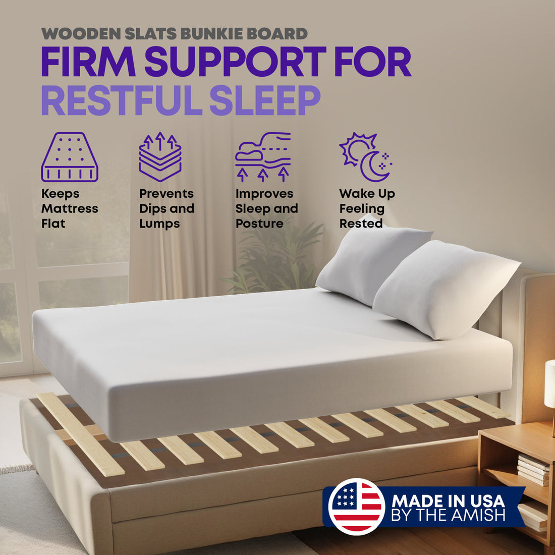 0.68" Heavy Duty Horizontal Mattress Support Wooden Bunkie Board/Slats