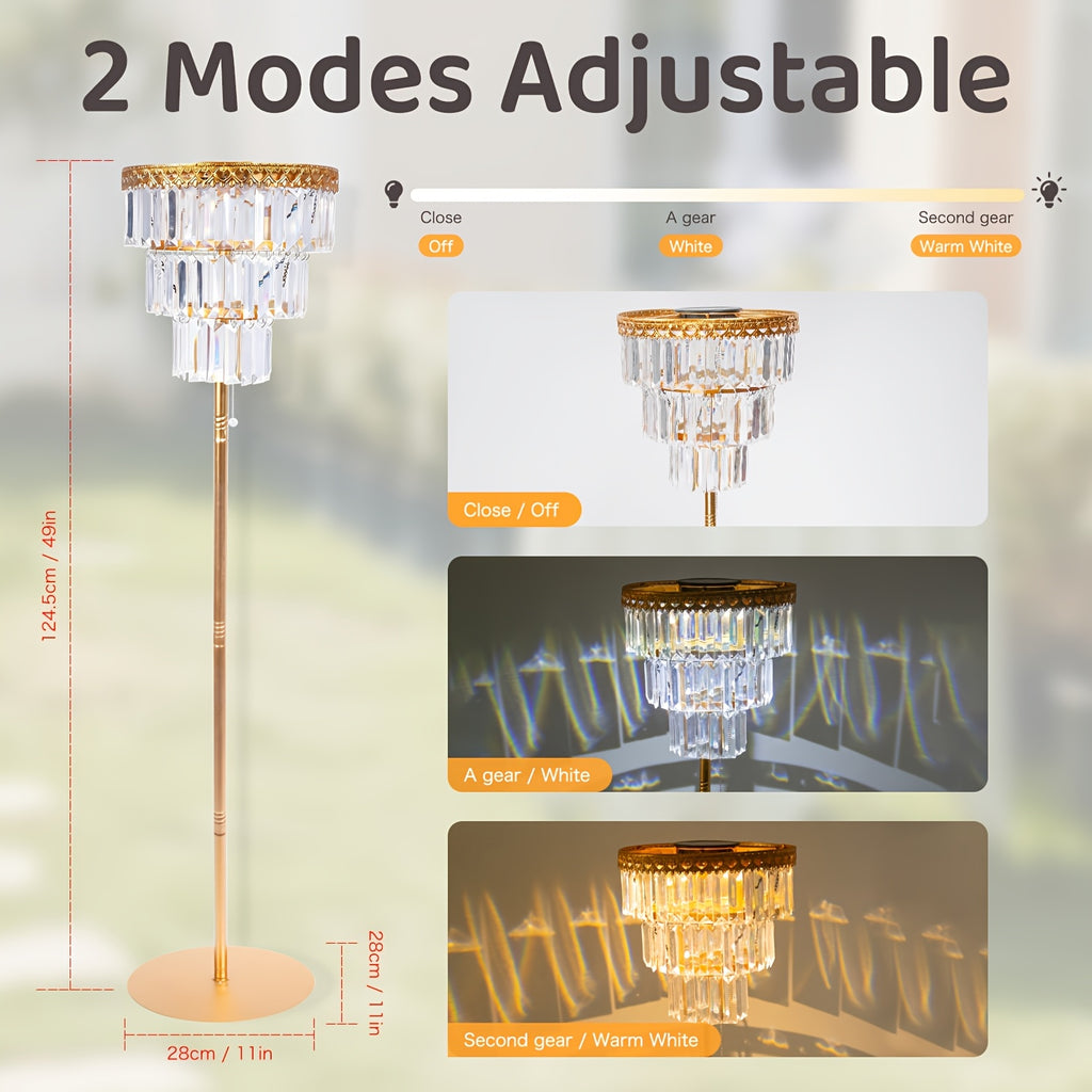 solar outdoor floor lamp 4ft crystal   waterproof