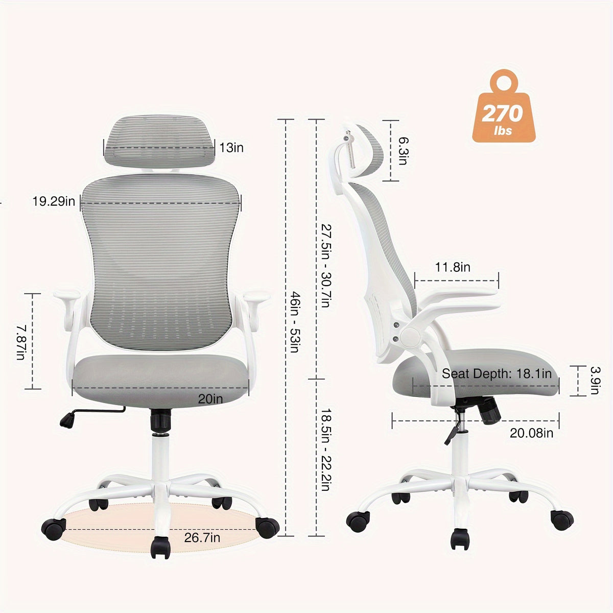 home office desk chair ergonomic high back mesh rolling work