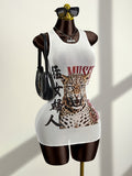 summer womens   leopard   sleeveless bodycon