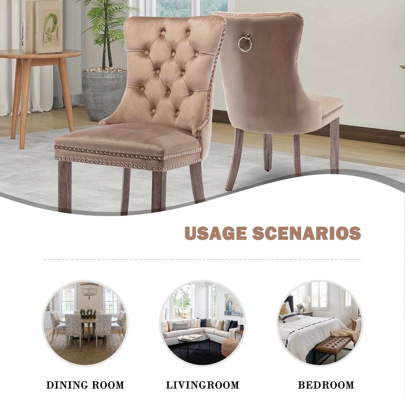 velvet upholstered dining chairs set 2 wingback dining room