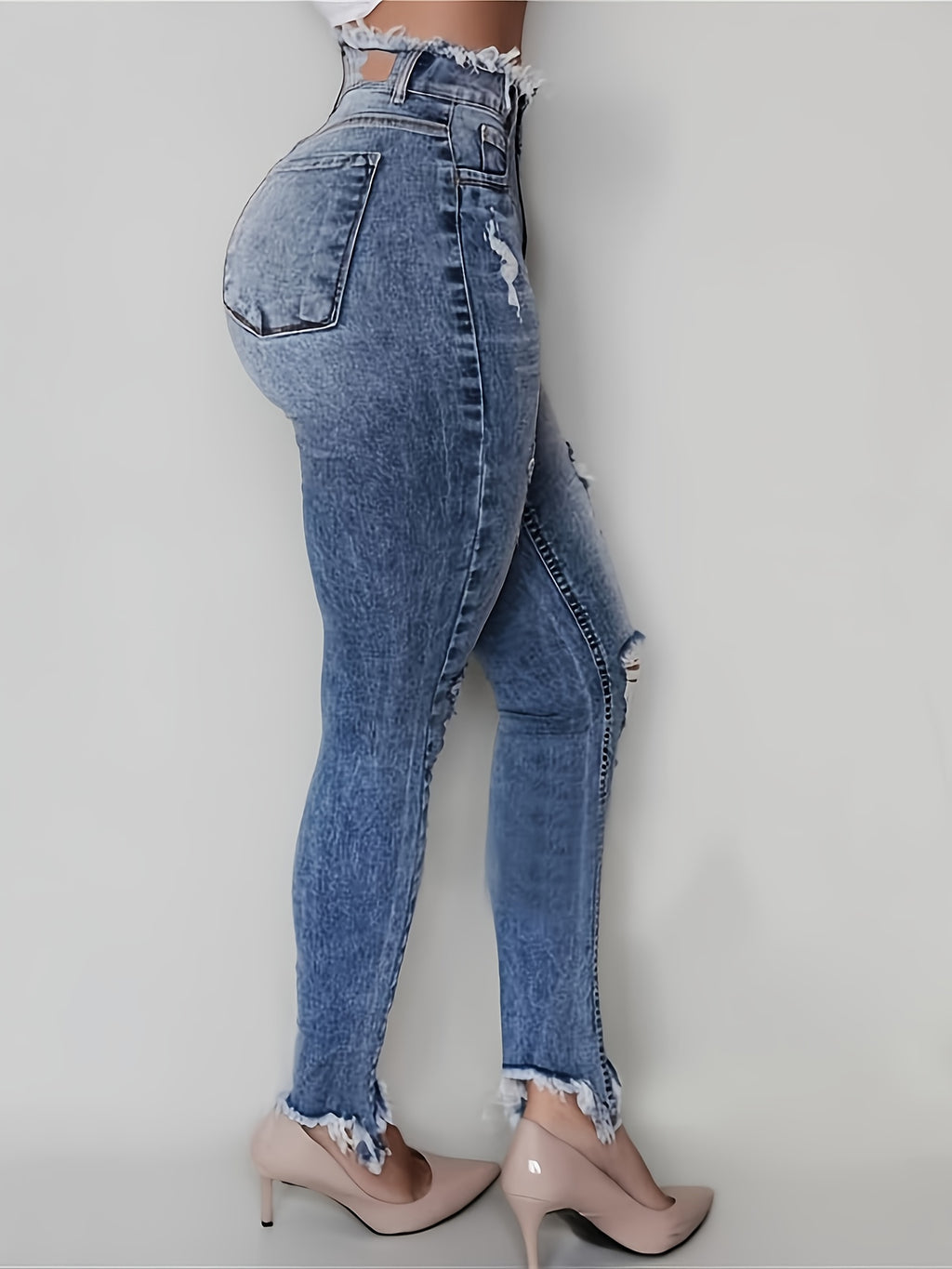 womens fashion irregular ripped jeans womens     jeans