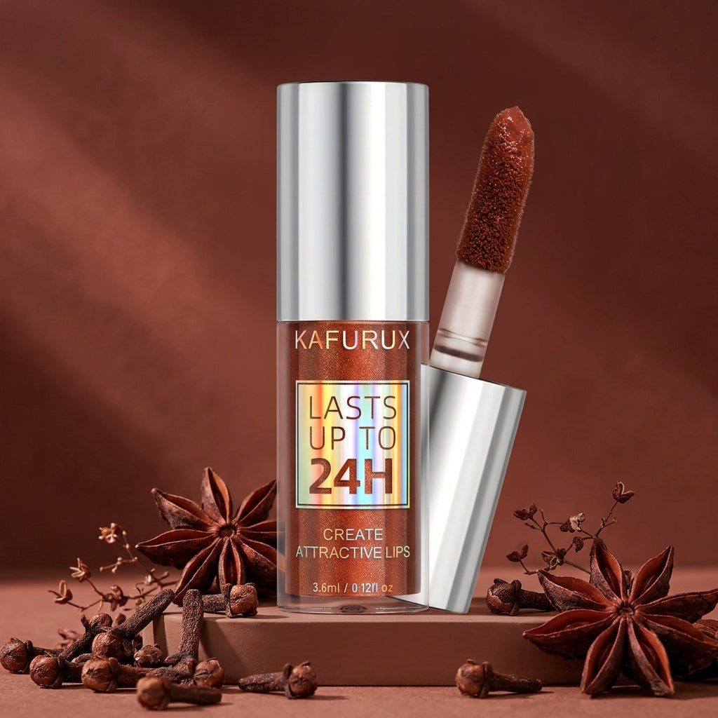 natural shiny sparkle reddish brown lip glaze vibrant colors